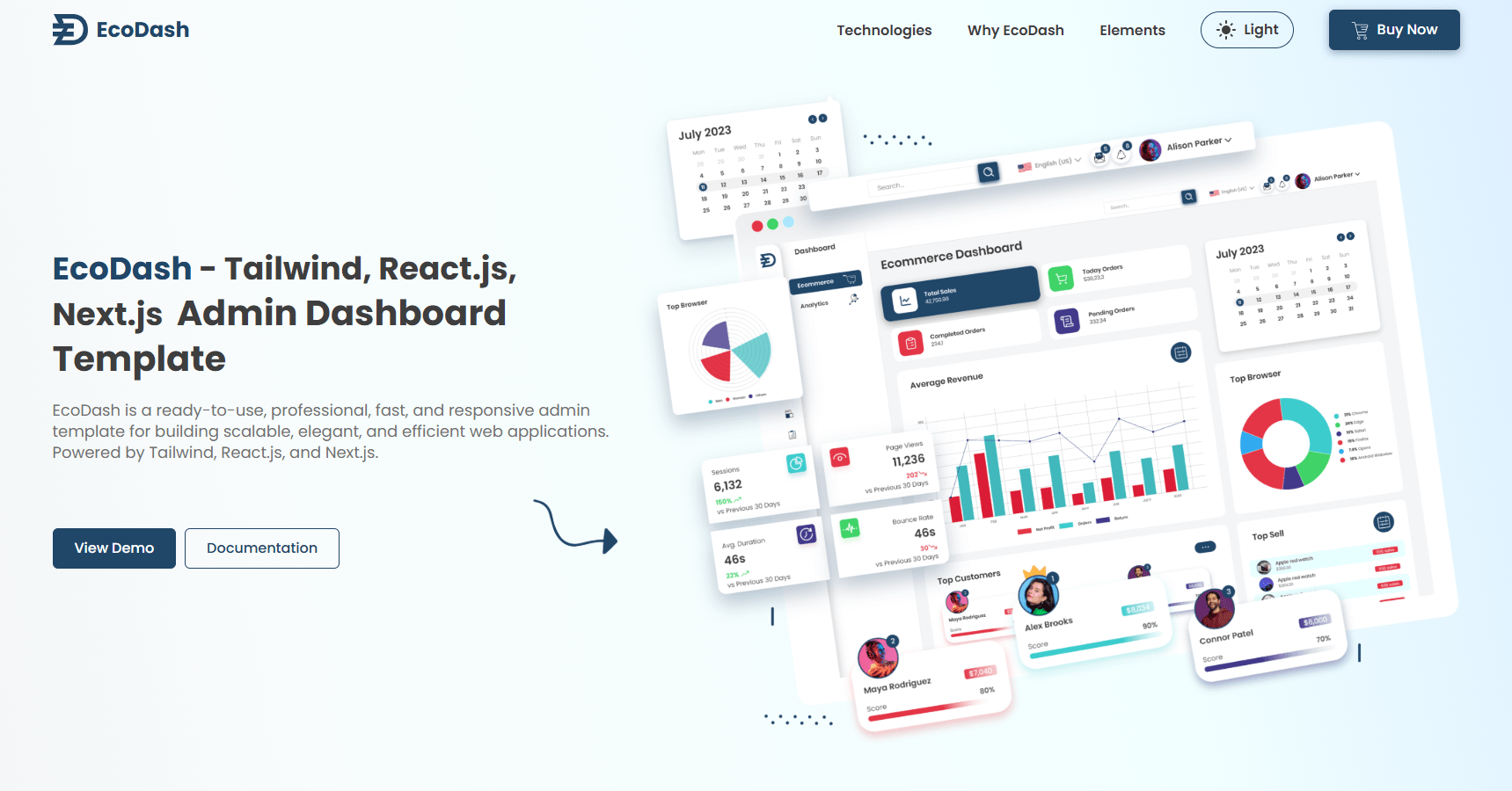 EcoDash - Tailwind, React.js, Next.js Admin Dashboard Template